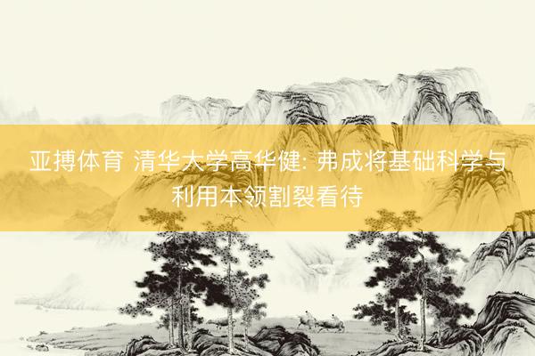 亚搏体育 清华大学高华健: 弗成将基础科学与利用本领割裂看待
