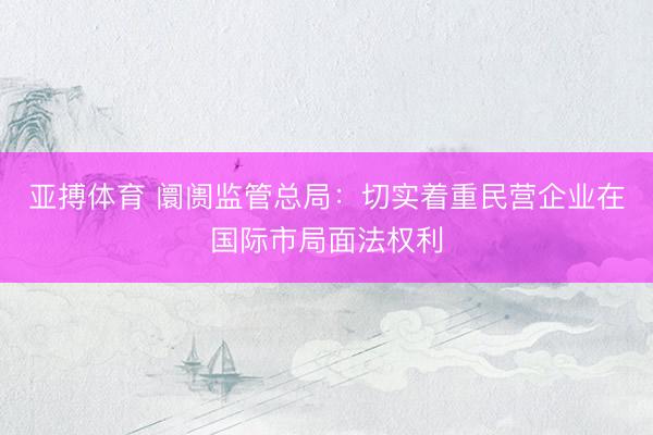 亚搏体育 阛阓监管总局：切实着重民营企业在国际市局面法权利