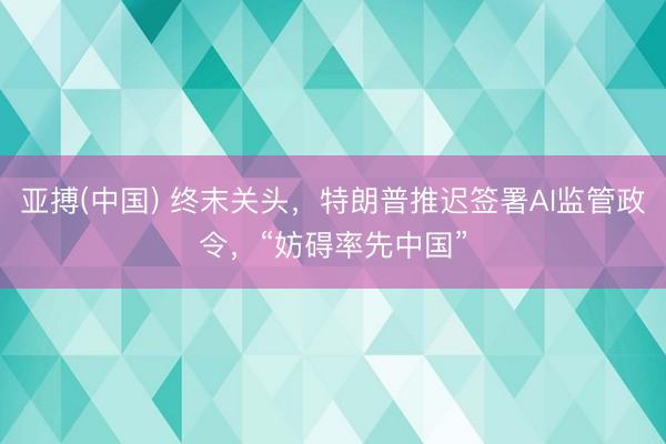 亚搏(中国) 终末关头，特朗普推迟签署AI监管政令，“妨碍率先中国”
