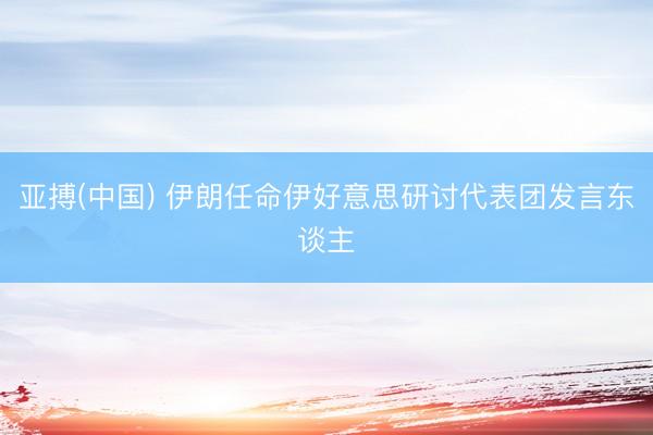 亚搏(中国) 伊朗任命伊好意思研讨代表团发言东谈主
