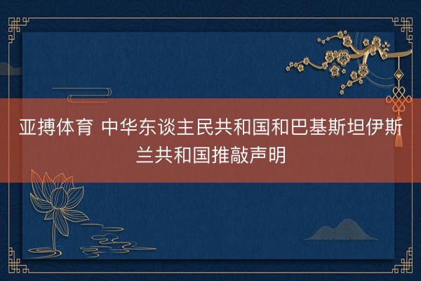 亚搏体育 中华东谈主民共和国和巴基斯坦伊斯兰共和国推敲声明