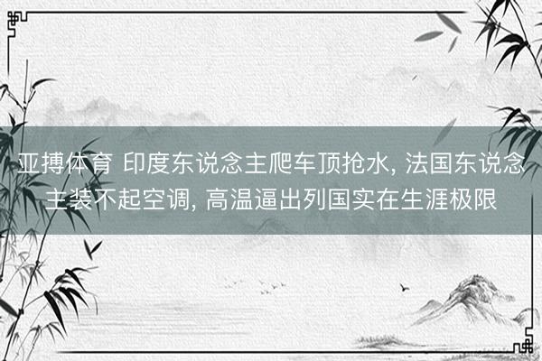 亚搏体育 印度东说念主爬车顶抢水， 法国东说念主装不起空调， 高温逼出列国实在生涯极限