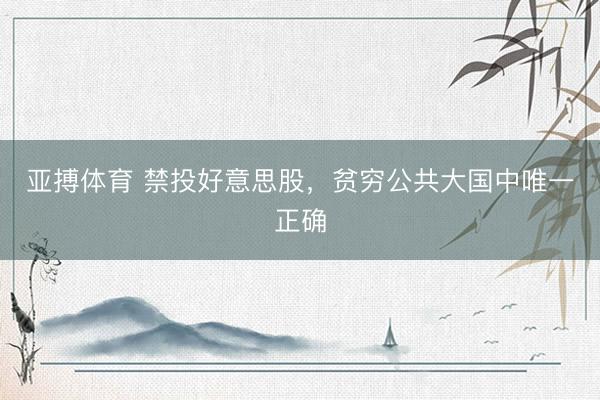 亚搏体育 禁投好意思股，贫穷公共大国中唯一正确