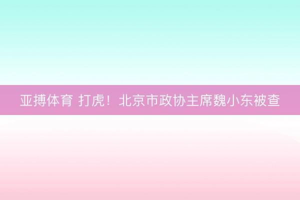 亚搏体育 打虎！北京市政协主席魏小东被查