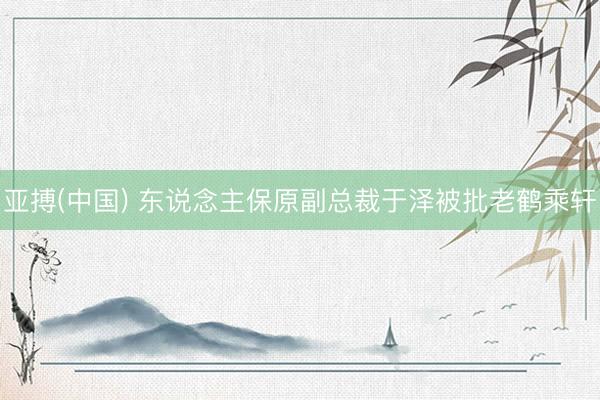 亚搏(中国) 东说念主保原副总裁于泽被批老鹤乘轩