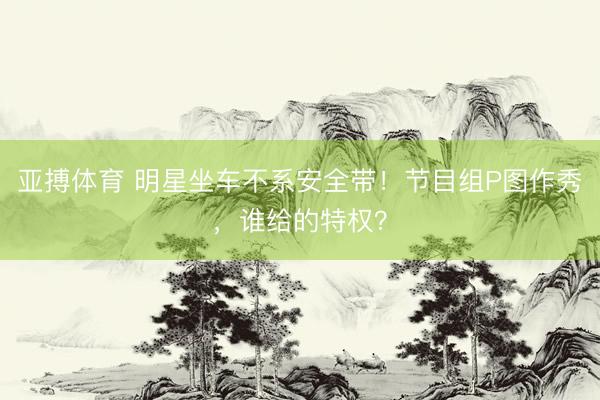 亚搏体育 明星坐车不系安全带！节目组P图作秀，谁给的特权？