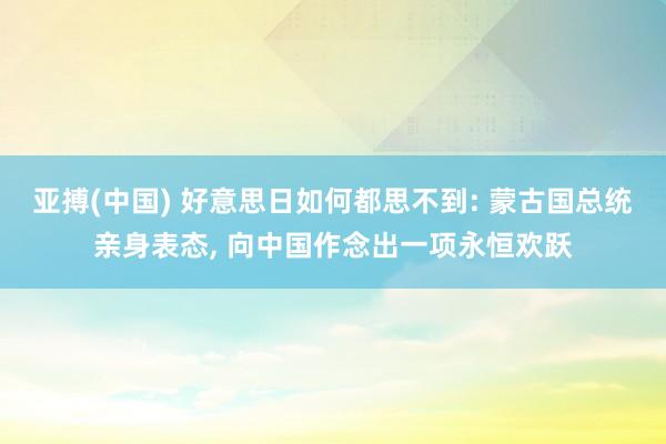 亚搏(中国) 好意思日如何都思不到: 蒙古国总统亲身表态， 向中国作念出一项永恒欢跃